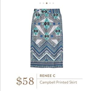 Renee C Turquoise Print Pencil Skirt Stitch Fix